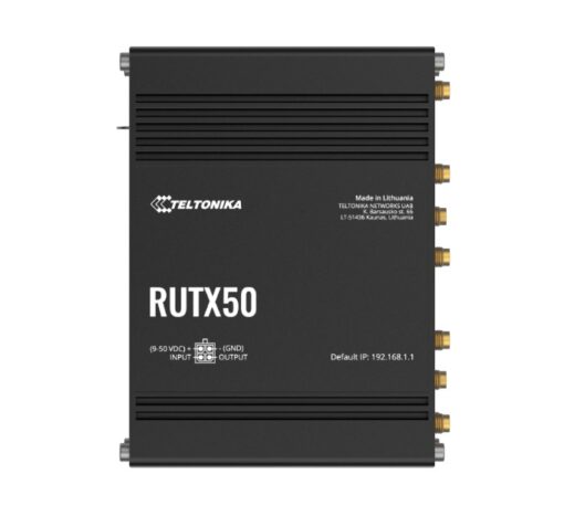 Teltonika RUTX50 Industrial 5G Router, 5G dual SIM cellular, 5 Gigabit Ethernet ports, dual-band WI-Fi, PSU included | RUTX50000200