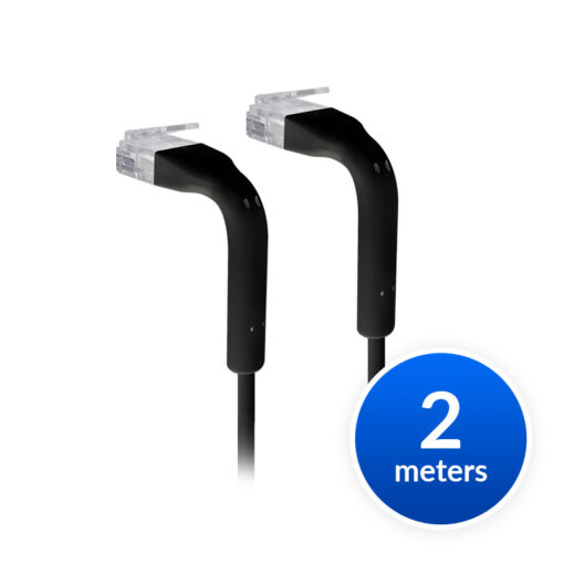 Ubiquiti UniFi Patch Cable Single Unit, 2m, Black, End Bendable to 90 Degree, RJ45 Ethernet Cable, Cat6, Ultra-Thin 3mm Diameter | U-Cable-Patch-2M-RJ45-BK