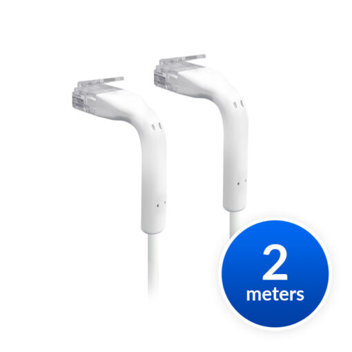 Ubiquiti UniFi Patch Cable Single Unit, 2m, White, End Bendable to 90 Degree, RJ45 Ethernet Cable, Cat6, Ultra-Thin 3mm Diamete | U-Cable-Patch-2M-RJ45