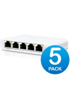 Ubiquiti USW Flex Mini 5 Pack - Managed, UniFi, Layer 2 Gigabit, 5x GbE RJ45 Ports, Power Via PoE (802.3af) /USB Type-C 5V 1A, No PSU,