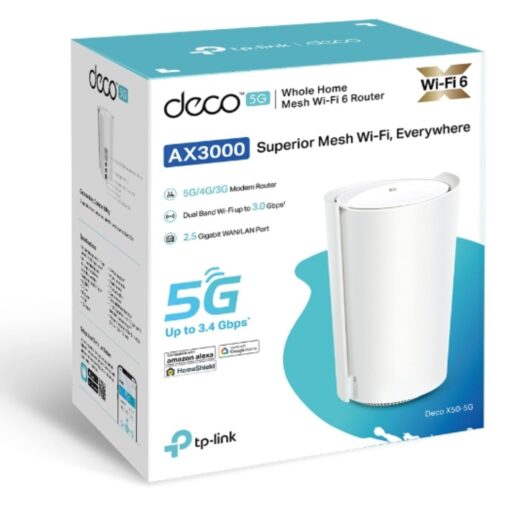 TP-Link Deco X50-5G(1-pack) 5G AX3000 Whole Home Mesh WiFi 6 Gateway, 574 Mbps at 2.4 GHz + 2402 Mbps at 5 GHz, 5G 3.4Gbps/900Mbps, 4G+ Cat19 1.6Gbps/ | Deco X50-5G(1-pack)