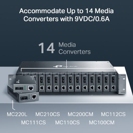 TP-Link MC1400 19' 2U Rackmount Chassis for 14-Slot Media Converters, Redundant Power Supply, Hot-Swappable, Mounted,Two Cooling Fans | MC1400 - Image 3
