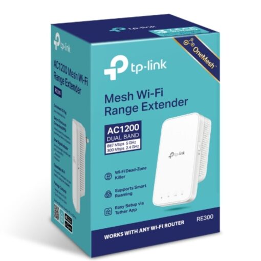 TP-Link RE300 AC1200 Mesh Wi-Fi Range Extender (OneMesh Capable) 2.4GHz@300Mbps, 5GHz@867Mbps (OneMesh) | RE300