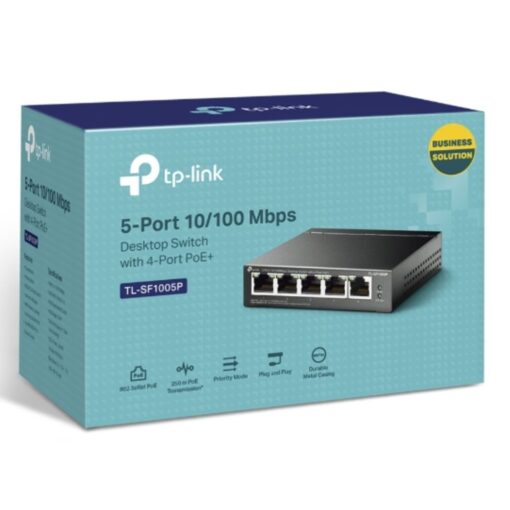 TP-Link TL-SF1005P 5-Port 10/100Mbps Desktop Switch with 4-Port PoE 67W IEEE 802.3af compliant 1Gbps Switching | TL-SF1005P