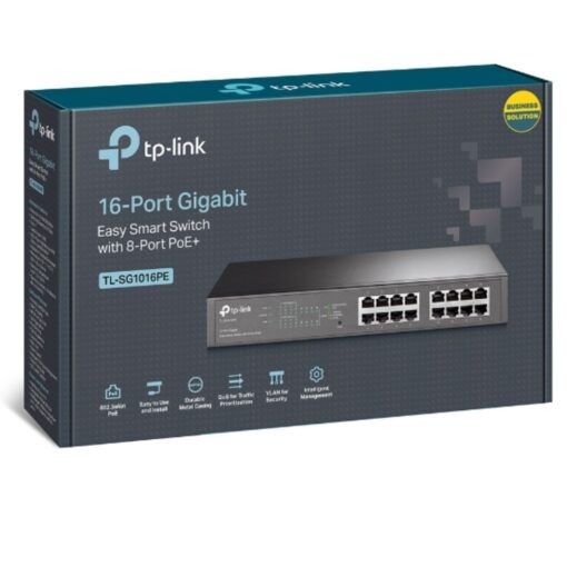 TP-Link TL-SG1016PE 16-Port Gigabit Easy Smart Switch 8-Port PoE+ Rack Mountable/Desktop, 32Gbps Switching Capacity,8K MAC Address Table | TL-SG1016PE