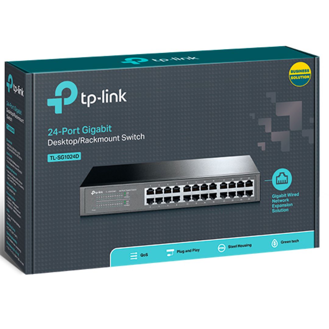 TP-Link TL-SG1024D 24-Port Gigabit Desktop/Rackmount Unmanaged Switch energy-efficient Supports MAC Plug play 48Gbps Switching Capacity | TL-SG1024D