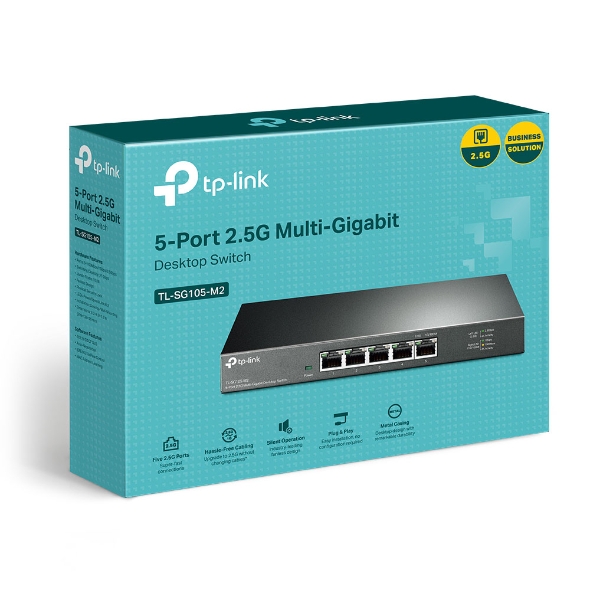 TP-Link TL-SG105-M2 5-Port 2.5G Desktop Switch, Up To 25G Switching Capacity, Connects 2.5G NAS/Server, 2.5G WiFi 6 AP, 4K Video, Wall-Mountable, 5YW | TL-SG105-M2