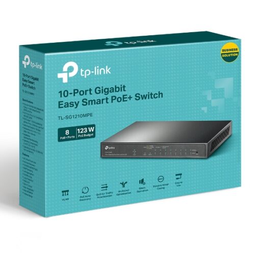 TP-Link TL-SG1210MPE 10-Port Gigabit Easy Smart Switch with 8-Port PoE+PORT: 8× Gigabit PoE+ Ports, 2x Gigabit Non-PoE Ports, 1× Combo Gigabit SFP S | TL-SG1210MPE