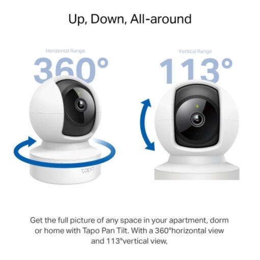TP-Link Tapo C212, Pan/Tilt Home Security Wi-Fi Camera, 2K (2304x1296), 2.4 GHz, Horizontal 360º, 1 × Ethernet Port,Local Storage through microSD Card | Tapo C212 - Image 3