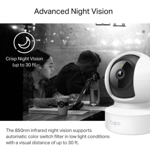 TP-Link Tapo C212, Pan/Tilt Home Security Wi-Fi Camera, 2K (2304x1296), 2.4 GHz, Horizontal 360º, 1 × Ethernet Port,Local Storage through microSD Card | Tapo C212 - Image 4