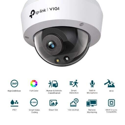 TP-Link VIGI 3MP C230(4mm) Full-Color Dome Network Camera, 4mm Lens, Smart Detection, 3YW | VIGI C230(4mm) - Image 3