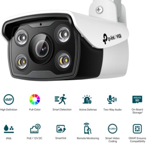TP-Link VIGI 4MP C340(2.8mm) Outdoor Full-Colour Bullet Network Camera, 2.8mm Lens, Smart Detection, 3YW | VIGI C340(2.8mm) - Image 2