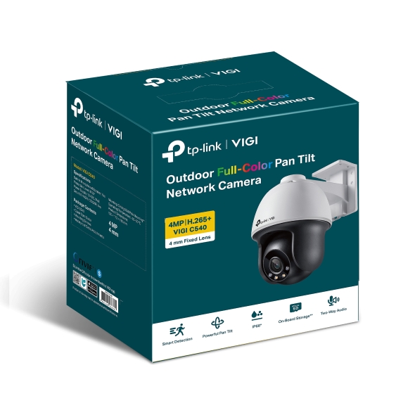TP-Link VIGI 4MP C540(4mm) Outdoor Full-Colour Pan Tilt Network Camera, 4mm Lens, Smart Detection, 3YW | VIGI C540(4mm)