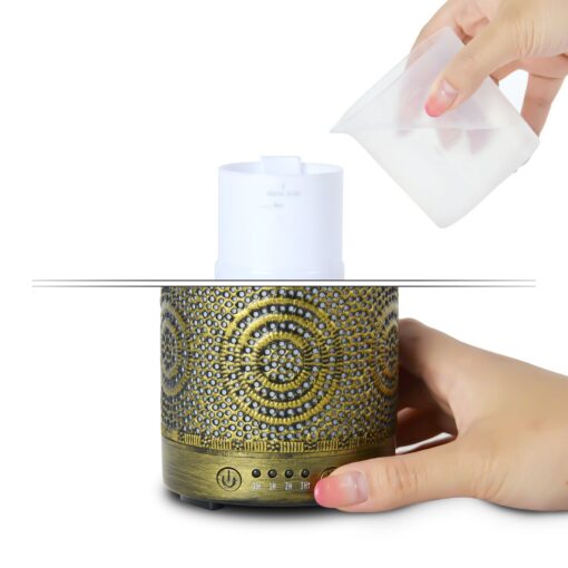 mbeat® activiva Metal Essential Oil and Aroma Diffuser-Vintage Gold -100ml Color changing mode: 7 colour LED Product weight: 0.26 kg | ACA-AD-S1 - Image 2