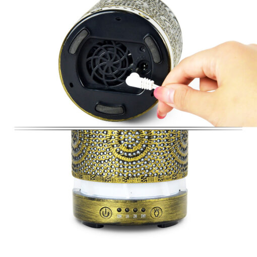 mbeat® activiva Metal Essential Oil and Aroma Diffuser-Vintage Gold -100ml Color changing mode: 7 colour LED Product weight: 0.26 kg | ACA-AD-S1 - Image 3