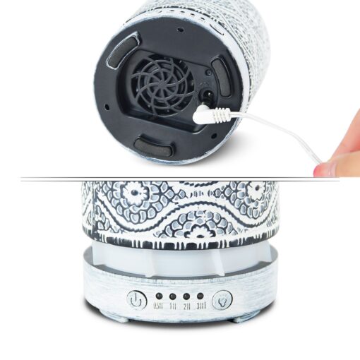 mbeat® activiva Metal Essential Oil and Aroma Diffuser-Vintage White -100ml Built-in 7 LED colour changing Auto stop misting Product weight: 0.26 kg | ACA-AD-S2 - Image 3