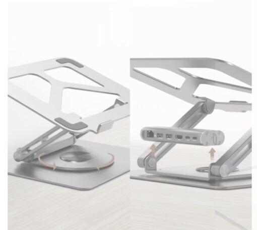 mbeat® Stage S12 Rotating Laptop Stand with USB-C Docking Station Flexible Ergonomic Design USB-C HDMI RJ45 1000Mbps | MB-STD-S12GRY - Image 3