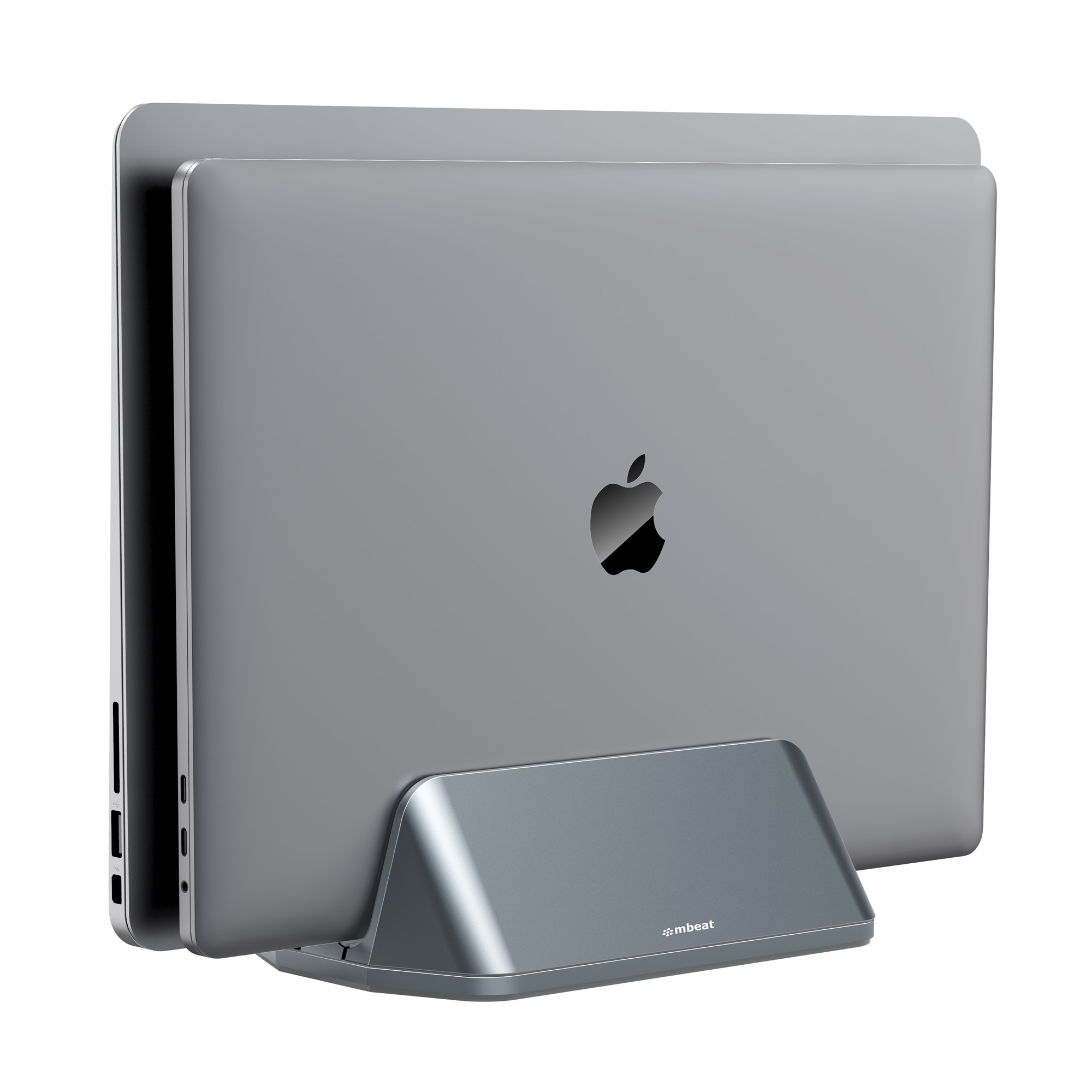 mbeat® Stage S5 Adjustable Dual Bay Tablet, Laptop and MacBook Vertical Stand Declutter and Organise Dual Adjustable Bays Material: Aluminium alloy, | MB-STD-S5GRY