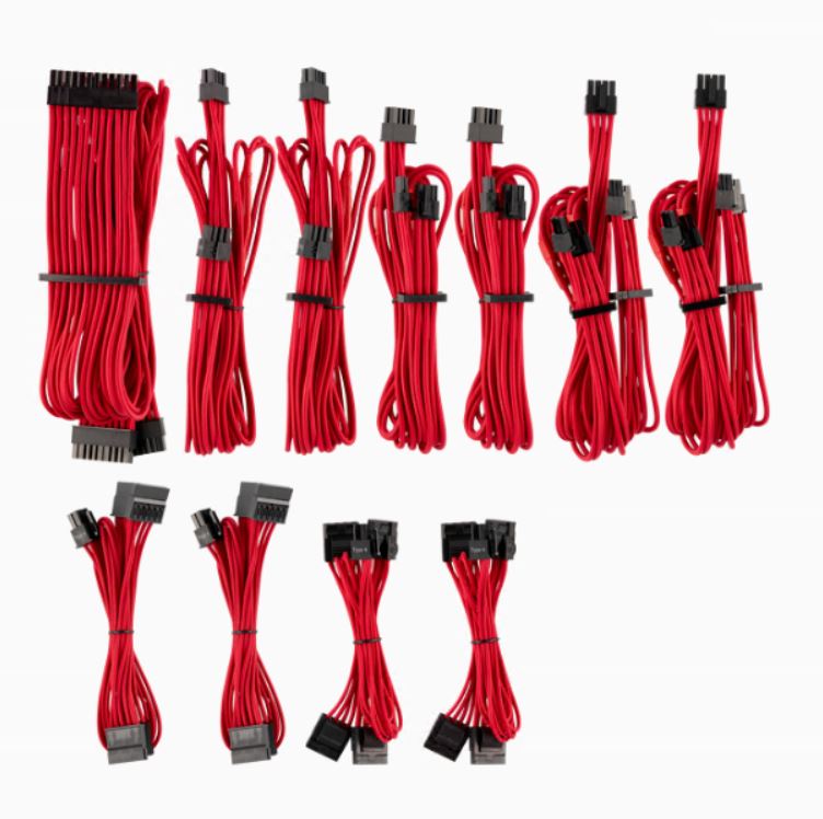 For Corsair PSU - Red Premium Individually Sleeved DC Cable Pro Kit, Type 4 (Generation 4)(LS) | CP-8920223