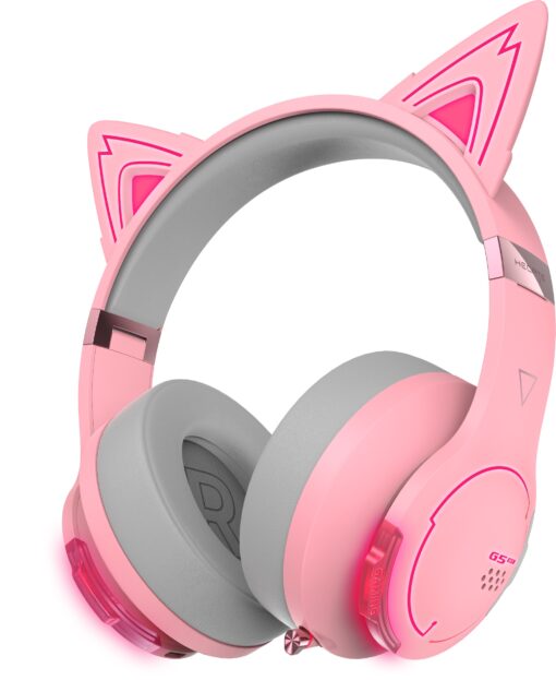 Edifier G5BT Cat Pink Hi-Res Bluetooth Gaming Headset with Hi-Res, Low Latency 45ms (+5ms), RGB Lighting, Multi-Mode, Bluetooth v5.2/AUX | G5BTCAT-PINK