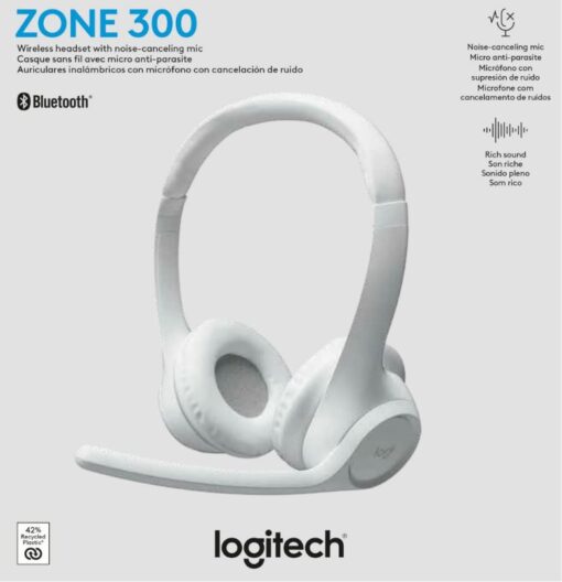 Logitech ZONE 300 Wireless Headset Off-white 1-Year Limited Hardware Warranty - Image 4