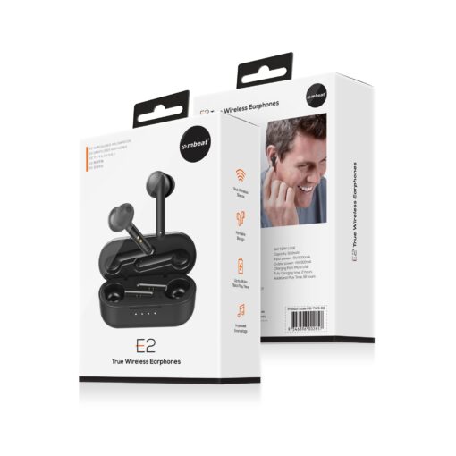 mbeat® E2 True Wireless Earbuds/Earphones - Up to 4hr Play time, 14hr Charge Case, Easy Pair Fully Charging time: 2 hours Play Time: 18 hours | MB-TWS-E2 - Image 4