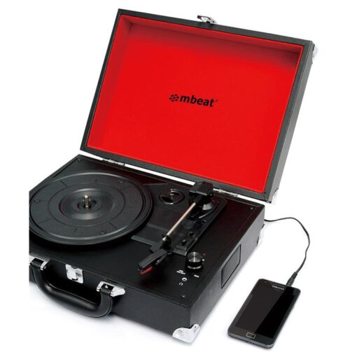 mbeat® Retro Briefcase-styled USB Turntable Recorder Built in 3.5mm headphone jack built-in speaker USB output support | USB-TR88 - Image 2
