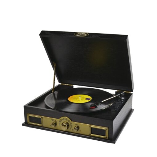 mbeat® Vintage USB Turntable with Bluetooth Speaker and AM/FM Radio -  Vinyl Turntable Record Player , USB, AUX-in, Vinyl 33/45/78 - Black | MB-USBTR98