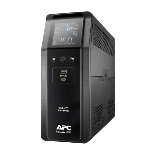 APC Back-UPS Pro 1600VA/960W Line Interactive UPS, Tower, 230V/10A Input, 8x IEC C13 Outlets, Lead Acid Battery, USB Type A + C Ports, LCD | BR1600SI