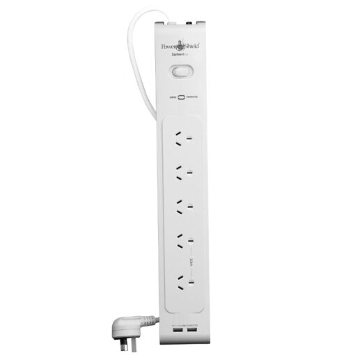PowerShield PSZ5U2 ZapGuard 5 Way Power Surge Filter Board, 2 x USB Connectors, Wide Spaced Sockets, Wall Mountable, $40,000 Connected Equipment | PSZ5U2