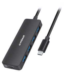 mbeat 4-Port USB-C Hub with USB-C DC Port  Compact and Portable Design  Flexible Device Connectivity Data Transfer Speed: 5Gbps Weight: 30g