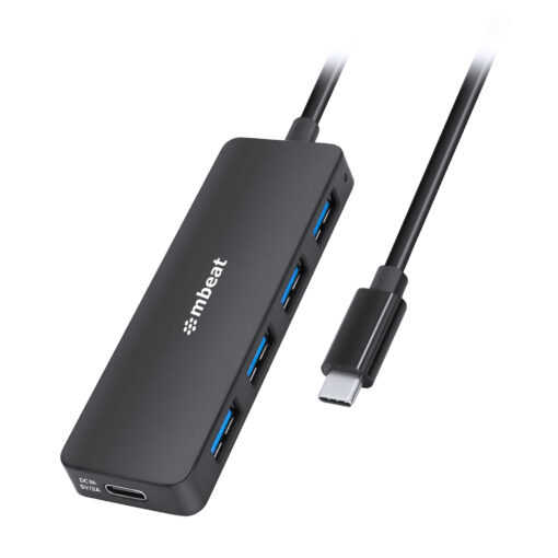 mbeat 4-Port USB-C Hub with USB-C DC Port  Compact and Portable Design  Flexible Device Connectivity Data Transfer Speed: 5Gbps Weight: 30g | MB-C3H-5K