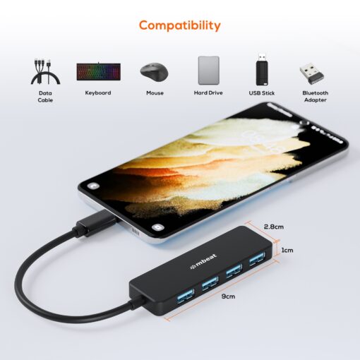 mbeat 4-Port USB-C Hub with USB-C DC Port  Compact and Portable Design  Flexible Device Connectivity Data Transfer Speed: 5Gbps Weight: 30g | MB-C3H-5K - Image 2