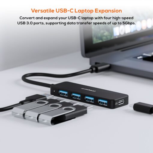 mbeat 4-Port USB-C Hub with USB-C DC Port  Compact and Portable Design  Flexible Device Connectivity Data Transfer Speed: 5Gbps Weight: 30g | MB-C3H-5K - Image 3
