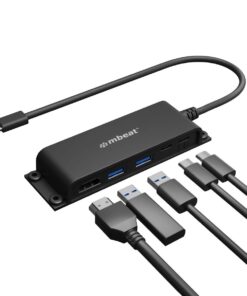 mbeat® Mountable 5-Port USB-C Hub - Supports 4K HDMI video out and 60W Power Delivery Charging with 2 × USB3.0 and 1 × USB-C Weight: 51g