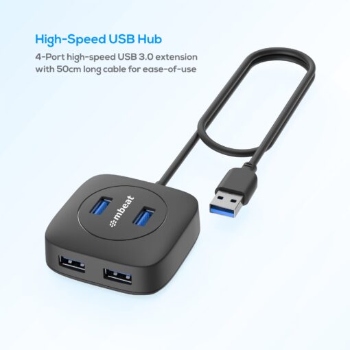 mbeat®  4-Port USB 3.0 Hub - High Speed Data Transfer speed: Up to 5Gbps Compatible with USB 2.0/3.0 devices Product Weight: 95g | MB-U3H-01K - Image 2