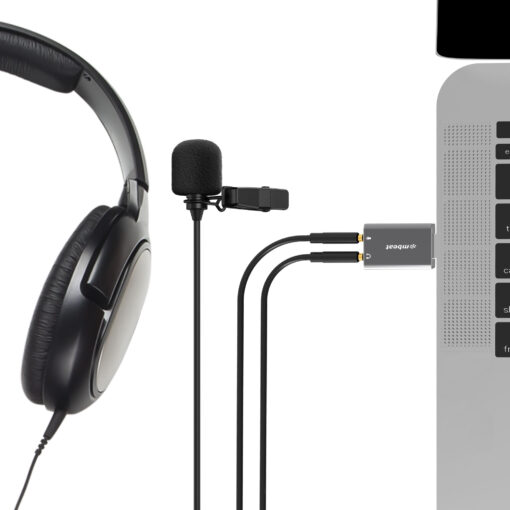 mbeat Elite USB to 3.5mm Audio and Microphone Adapter - Add Headphone Audio Jack to USB-A Computers, Laptops, Notebooks - Space Grey | MB-XAD-UAXM - Image 3