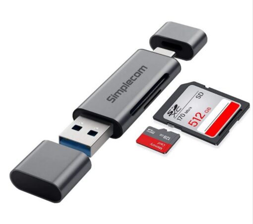 Simplecom CR402 SuperSpeed USB-C and USB-A SD/MicroSD Card Reader USB 3.2 Gen 1 (USB 3.0) | CR402